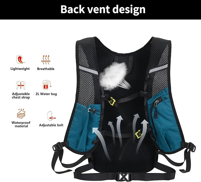 DOJUNS Hiking Backpack Lightweight Travel Backpack 20L Waterproof Hiking Daypacks Camping Backpack for Men Women (Lake Blue)