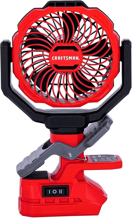 CRAFTSMAN Portable Clip on Fan Rechargeable (Tool Only), Small Personal Clamp Fan Battery Powered 4" 20V for Stroller Desk Table Home Office Outdoor Travel Camping Tent, CMXEFXA520402