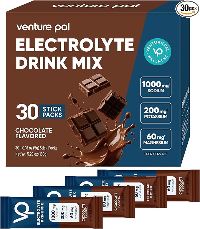 Venture Pal High Sodium Electrolyte Powder Packets | Sugar Free Hydration Drink Mix with Sodium, Potassium, Magnesium & Vitamins | Zero Calorie | Keto, Vegan & Paleo Friendly | 30 Sticks