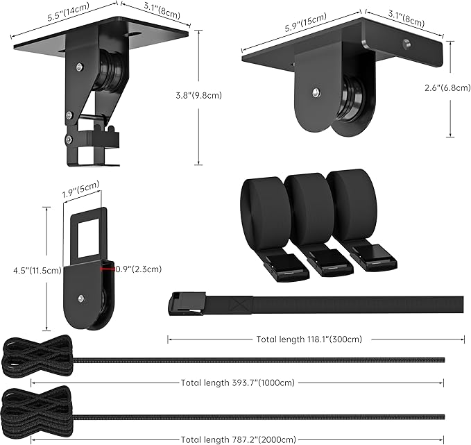 TRUSOON 2025 Upgrade Cargo Box Garage Pulley System, Garage Ceiling Hoist Heavy-Duty Holds up to 150 lbs Capacity, Fit 10-18 Foot Ceilings, Black