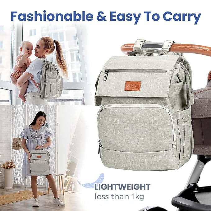 Baby Shower Gifts Diaper Bag Backpack, Baby Diaper Bag, Large Baby Bag for Boys & Girls, Waterproof, 16 Pockets, Insulated Bottle Holders, Durable,Travel-Friendly & Lightweight,Easy Organization,Beige