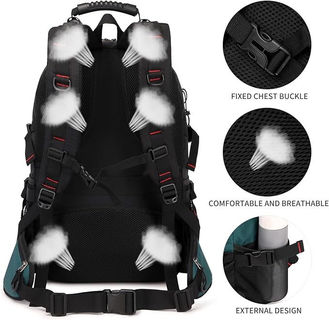 Nerlion 40L Hiking Backpack Travel Backpack for Men Women Camping Waterproof Outdoor Hiking Daypack Lightweight Backpack (Dark Green)