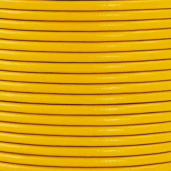 Mandala Crafts Round Genuine Mustard Yellow Leather Cord for Jewelry Making – 2mm Cowhide Leather Rope String Lace for Kumihimo – 20 Yards Cowhide Craft Cording Spool