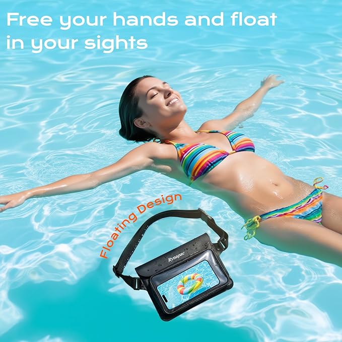 IPX8 Waterproof Fanny Pack, [Up to 8.5"] Waist Bag for Women, Floating Phone Pouch Dry Bag for iPhone 17 16 15 Pro Max, Passport, Wallet, Card, Travel Beach Kayaking Boating Essentials, 2 Pack