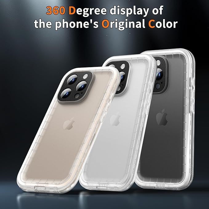Cozycase for iPhone 16 Pro Max Case Waterproof - 360 Heavy Duty with Screen/Camera Protector Shockproof IP68 Underwater Dustproof Water Dust Shock Proof Full Body/Front and Back Case Frosted Clear