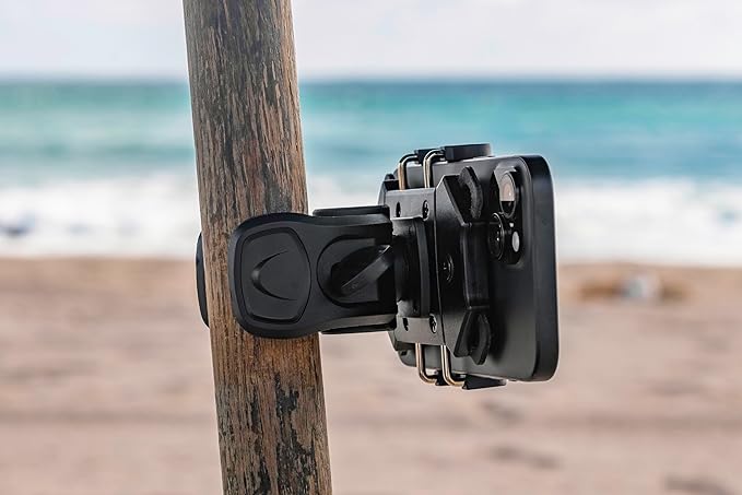 Beach Umbrella & Chair Phone Holder – Universal Clamp for Smartphones on Beach Poles, Umbrellas & Outdoor Chairs – Hands-Free Viewing & Secure Grip