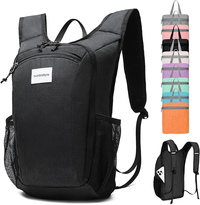 10L Foldable Lightweight Backpack – Packable Travel Daypack for Hiking, Cycling & Everyday Use – Water-Resistant Travel Bag with Multi-Pocket Design for Women & Men(Black)
