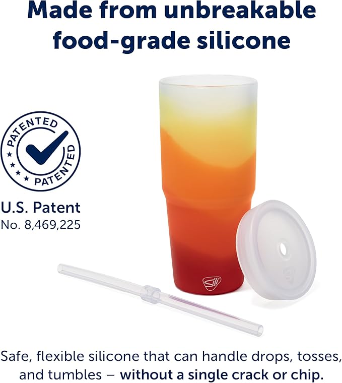 Silipint: 32oz Silicone Straw Tumbler, Unbreakable, Non-Toxic, Dishwasher Safe - Marigold Pack of 1
