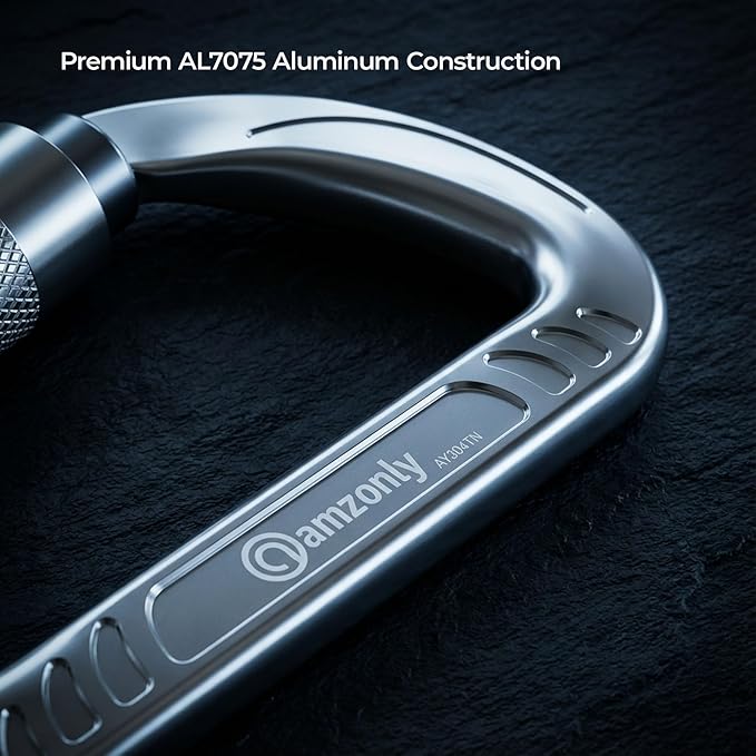 3inch Auto Locking Carabiner Clips Heavy Duty, 12KN /2697lbs Lightweight keychain carabiners, Sturdy Twist Lock Caribeeners for Camping Hiking Hammock Swing Backpack, dog leash and Harness etc