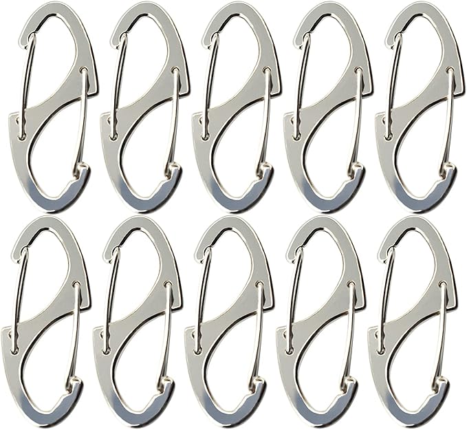 Small Carabiner Clips 1.6 inch(41mm) Metal Double Sided Spring Gate Snap Hooks Keychain Clasp Accessories