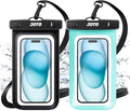 JOTO 2 Pack Universal Waterproof Phone Case for iPhone 17 Air 16 15 14 13 12 11 Plus Pro Max, IPX8 Cellphone Dry Bag XR X SE, Galaxy S23 S22 S21 S20+ S20 S10 Plus Note, Pixel up to 7" -Black/Green