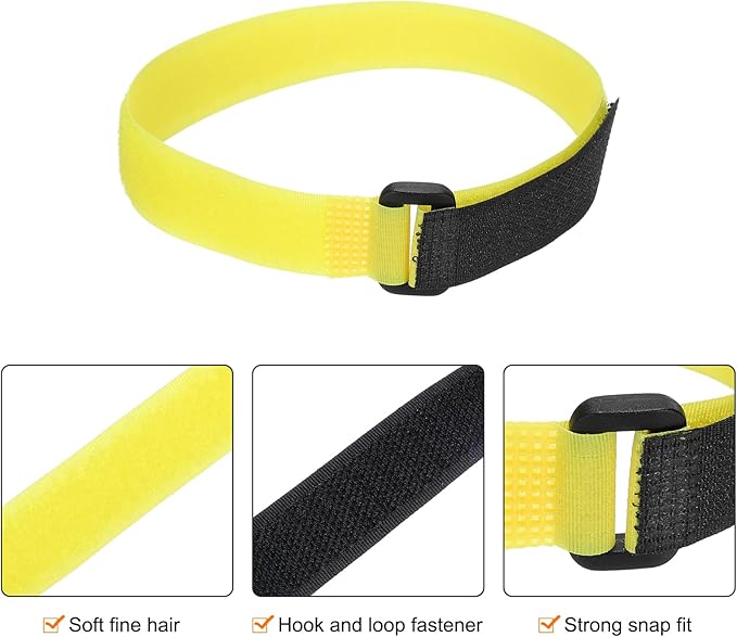 MECCANIXITY 5Pcs Reusable Battery Tie Down Straps,0.8x16" Yellow Nylon Multipurpose Battery Hold Down Adjustable Cinch Strap Hook Loop Fastening Tie for Quadcopters FPV RC Drone Boat Car