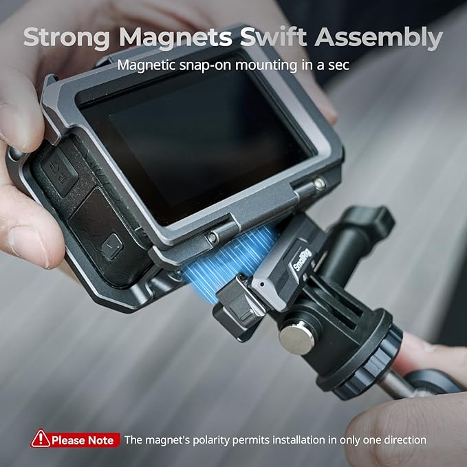 SMALLRIG Magnetic Mount Adapter for DJI OSMO 360 / Action 5/4 / 3 - Quick-Release Aluminum Base with 1/4" Thread & Foldable Connector for Tripods, Selfie Sticks, Vlogging Accessories - 3662B