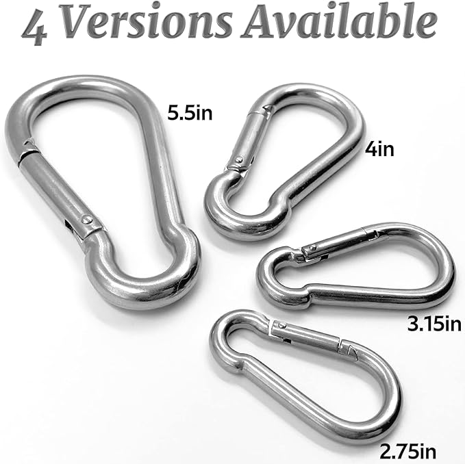 Locking Carabiner Clips, Stainless Steel Spring Snap Hook Locking Carabiner Heavy Duty - 304 Premium Stainless Steel Thumb Screw Carabiner Clip