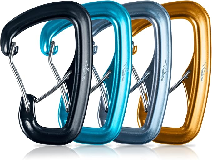 Heavy Duty Carabiner Clip Hook 8KN (1763 lbs), 2 PCS Ultra-Light Aluminum Caribeaners with Double Door D Ring Shape, for Hammock, Camping, Hiking, Backpacking, Dog Leash, Keychain Clip
