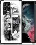 for Samsung Galaxy S23 Ultra Case, Lion Cross Jesus Christ Dove Pattern Graphic Design Girl Boy Soft Silicone Hard Acrylic Shock Protection for Samsung Galaxy S23 Ultra