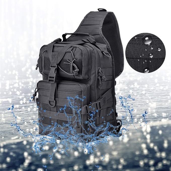 hopopower Tactical Sling Bag, Sport Bag Military Rover Shoulder Backpack EDC Assault Range Bag, Chest Pack Handbag Waterproof