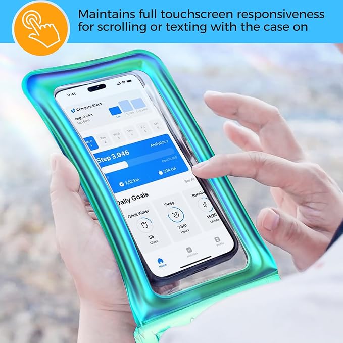 ProCase 2 Pack Floating Waterproof Phone Pouch IPX8,Universal Dry Bag Fits iPhone 17/16/15/14/13 Series,Galaxy S24/S23/S22, Pixel 8/7 (Up to 7”),Touchscreen,Underwater & Snow Protection -Whitegreen