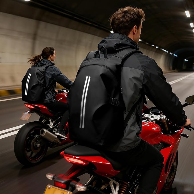 Motorcycle Helmet Backpack, Waterproof Riding Backpacks for Men, Motorcycle accessories, Motorbike Riding Bags, Bikers backpacks, Large Capacity Soft Shell Backpack