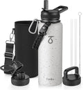Trebo Water Bottle 40oz with Paracord Handle, Half Gallon Large Vacuum Triple Wall Stainless Steel Insulated Water Jug with Holder Strap Straw Spout Lids, Leakproof Keep Cold & Hot,Starry White