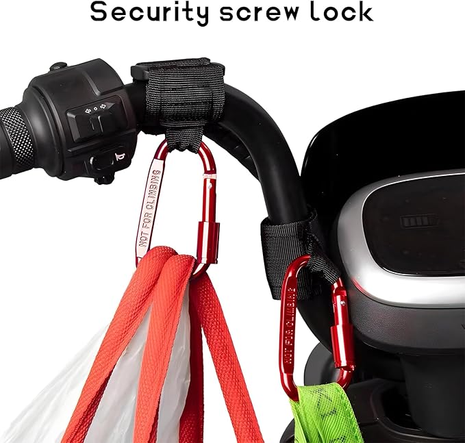 2 PCS UTV Hook for Hanging Headsets, Aluminum Alloy Stroller Carabiner Clips with Adjustable Strap, Multipurpose Roll Cage Hooks for Motorcycle Dirt Bike Scooter Owners (Red)