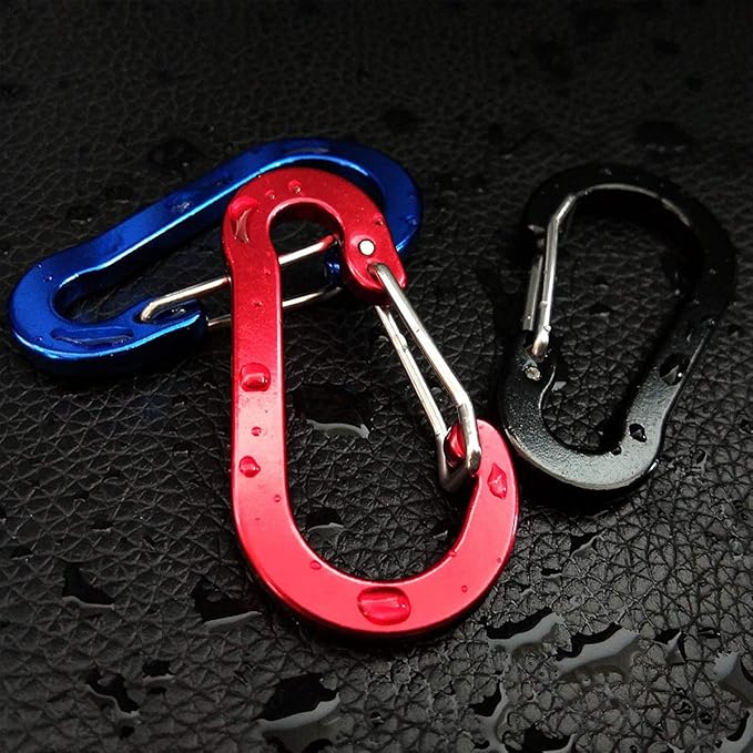 Mini Carabiner Clip Aluminum Lightweight D-Shape Spring for Keychain Climbing Fishing Hiking Outdoor