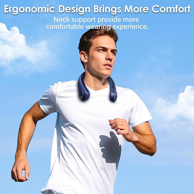 Portable Lightweight Neck Fan with Neck Support, Birthday Gifts for Men Women Dad Mom, Rechargeable Personal Wearable Cooling Neck Fans for Hot Flashes, Disneyland, Travel, Camping Essentials