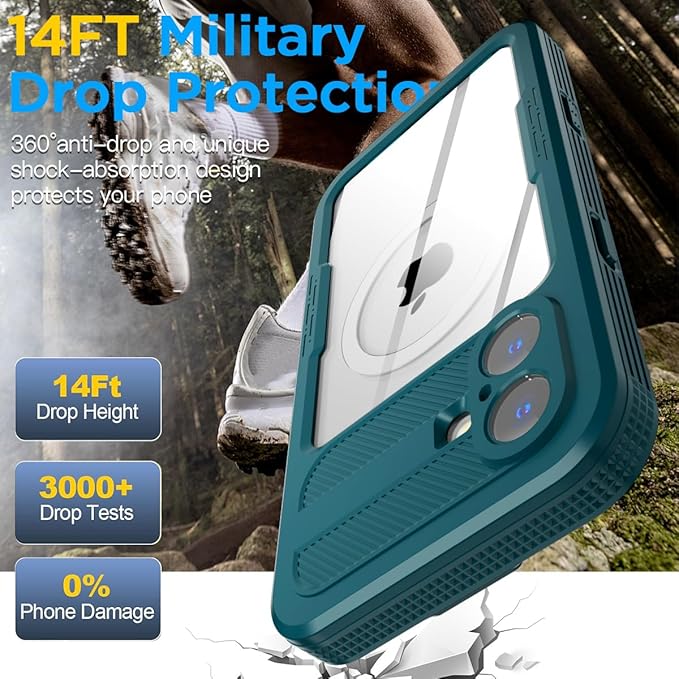 AICase Waterproof Case for iPhone 16(6.1") with MagSafe Support Snowproof,Dustproof/Shockproof,IP68 Certified 360 Full Body Protection Fully Sealed Underwater Cover for iPhone 16 2024