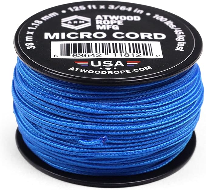 Atwood Rope MFG Micro Utility Cord 1.18mm X 125ft Reusable Spool | Tactical Nylon/Polyester Fishing Gear, Jewelry Making, Camping Accessories