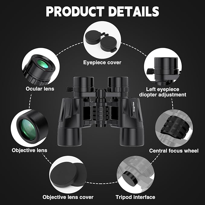 6-16x40 HD Zoom Binoculars for Adults, High Powered, Large View, BAK4 Prism, Waterproof, Clear Low Light Vision for Bird Watching,Hiking, Travel