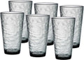 KLIFA- RIPPLE- 22.5 ounce, Set of 6, Acrylic Highball Drinking Glasses, Shatter-proof Cups, BPA-Free, Stackable Plastic Drinkware, Dishwasher Safe, Gray-Black