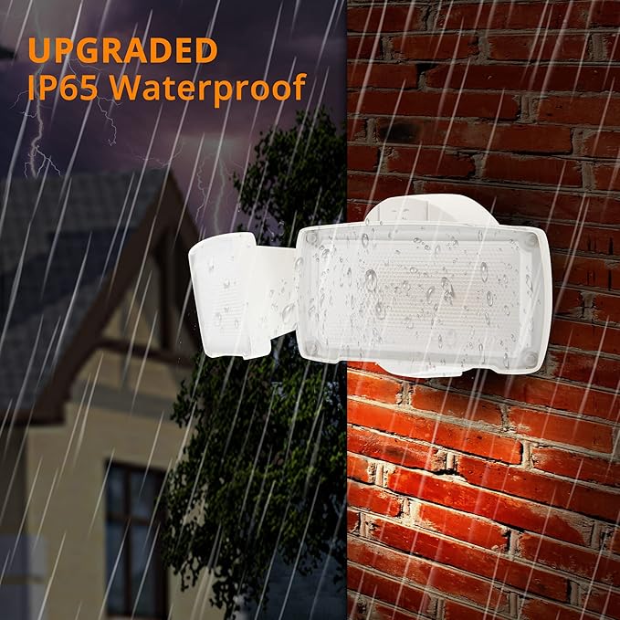 UME 2-Pack 19W Dusk to Dawn LED Security Light Outdoor, 2 Adjustable Head, 2000LM, 5000K, IP65 Waterproof, Super Bright Flood Light with Photocell for Garage,Yard,Exterior,Entryway(White)