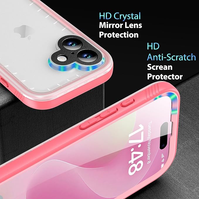 SPORTLINK for iPhone 17 Case - IP68 Waterproof Military Protective Full Body Heavy Duty Shockproof 360 Sealed Dustproof with Camera Screen Protector Phone Cover for iPhone 17 6.3" Pink