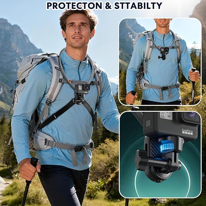 Hamillar Camera Phone Chest Neck Mount Holder for Video Recording iPhone Samsung 4-7 Inch Phones AKASO/Go Pro/Insta360X5/DJI360 (Cameras Mount)