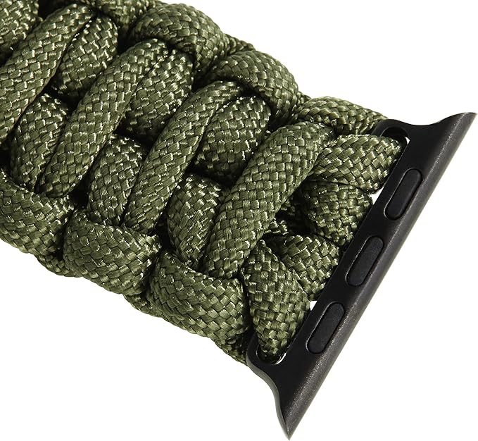 Savior Survival Gear Paracord Watch Band - Compatible with Apple Watch Band 49mm 46mm 45mm 44mm 42mm - iWatch Band Series Ultra 10 9 8 7 6 5 4 3 2 1 SE – Adjustable strap for men (Green, Large)