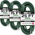 Iron Forge Cable Weatherproof Outdoor Extension Cord 3 Pack, 10 ft, 15 ft, and 25 ft - 16/3 SJTW 13 Amp Heavy Duty Green Extension Cord 3 Prong