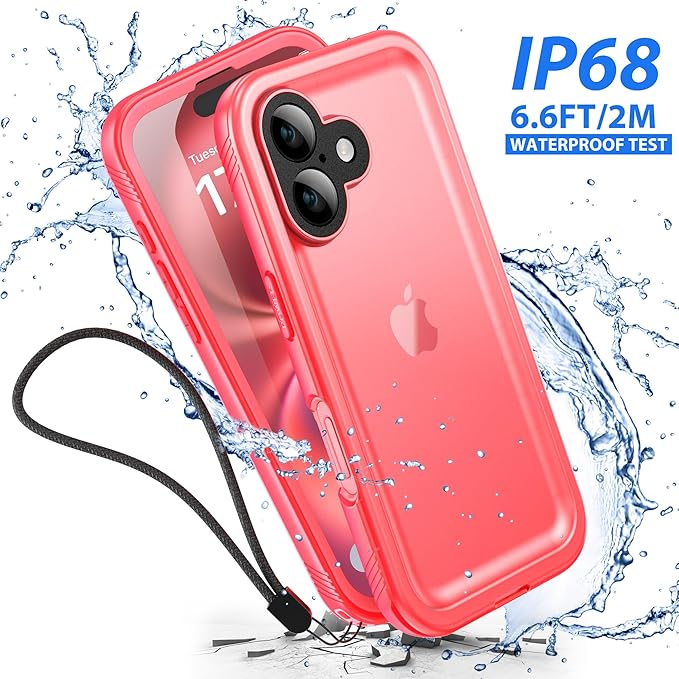 SPORTLINK for iPhone 16 Plus Case - IP68 Waterproof Military Protective Full Body Heavy Duty Shockproof 360 Sealed Dustproof with Camera Screen Protector Cover for i Phone 16 Plus 6.7" Pink
