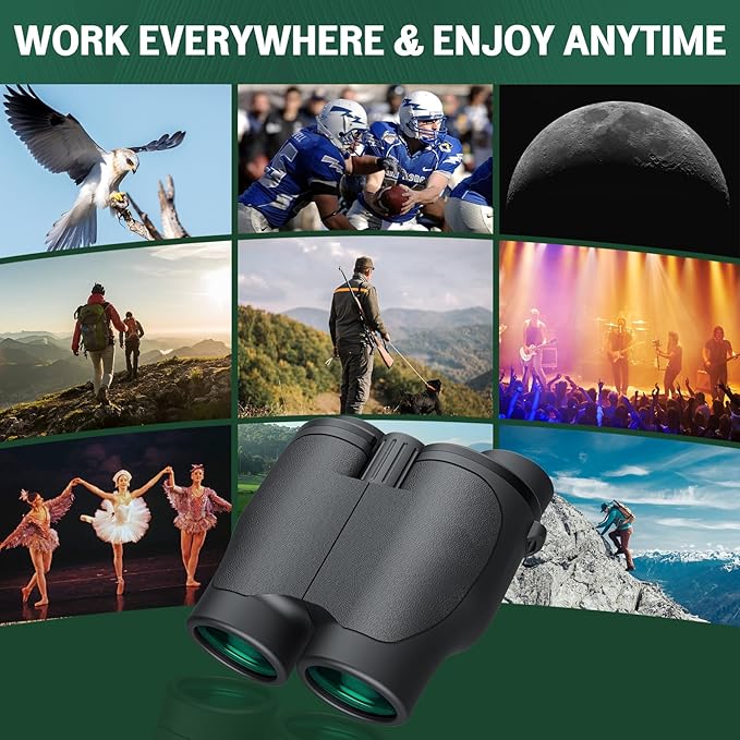 Aurosports 16x32 Binoculars for Adults and Kids - 16x High Power Binoculars for Detail Observation - Low Light Vision Easy Focus Compact Binocular for Bird Watching Hunting Travel Gifts for Men
