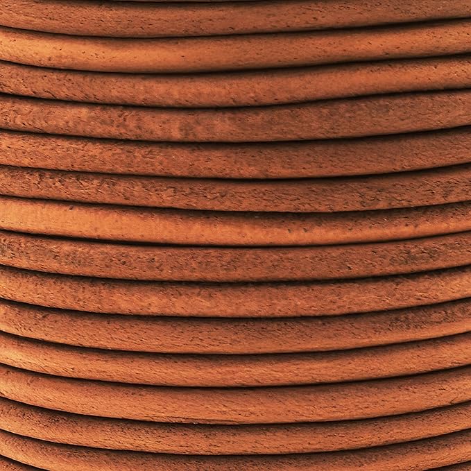 Mandala Crafts Round Genuine Rust Leather Cord for Jewelry Making – 3mm Cowhide Leather Rope String Lace for Kumihimo – 20 Yards Cowhide Craft Cording Spool