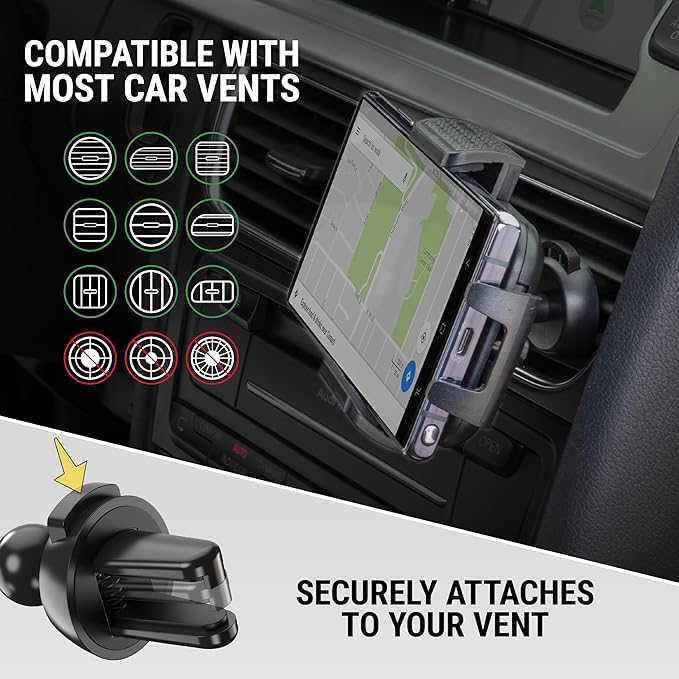Scosche 4-in-1 Universal Suction Cup Cell Phone Holder for Car Vent/Dashboard/Console/Windshield, Adjustable Hands-Free Phone Car Mount, Cellphone Stand Compatible with iPhone 16/15/14/13/12 & Android