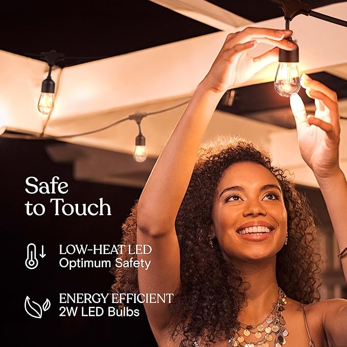 Brightech Ambience Pro 105Ft LED String Lights - 2W Commercial Grade Patio Lighting Outdoor Waterproof - Heavy Duty Dimmable Vintage Edison Porch Lights for Outside, Backyard - 34 Bulbs, Soft White