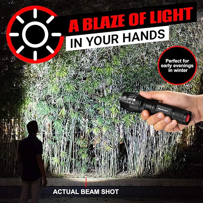 GearLight LED Flashlight Bright, Zoomable Tactical Flashlights with High Lumens and 5 Modes for Emergency and Outdoor Use -Camping Accessories -S1000 - S1000-1 Pack, (Batteries Included)