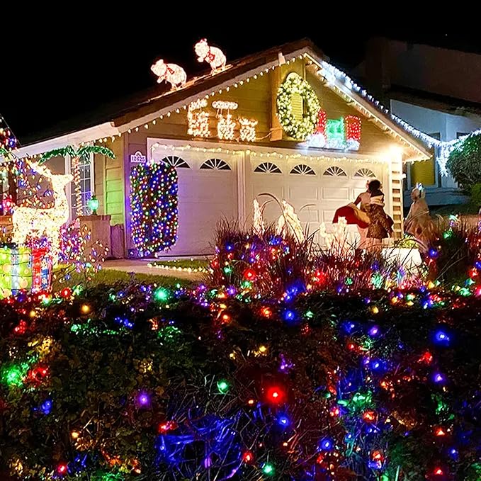TW SHINE Outdoor Christmas Lights, 20FT 100 Count Christmas String Lights Incandescent, Waterproof Indoor Mini Christmas Tree Lights for Xmas Decorations, Multi Colored