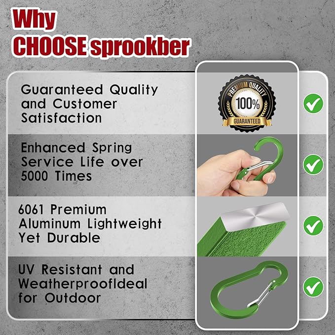 sprookber 2" Small Carabiner Clip, D Ring Caribeener, Spring Snap Hook for Keychain Multipurpose, Set of 20