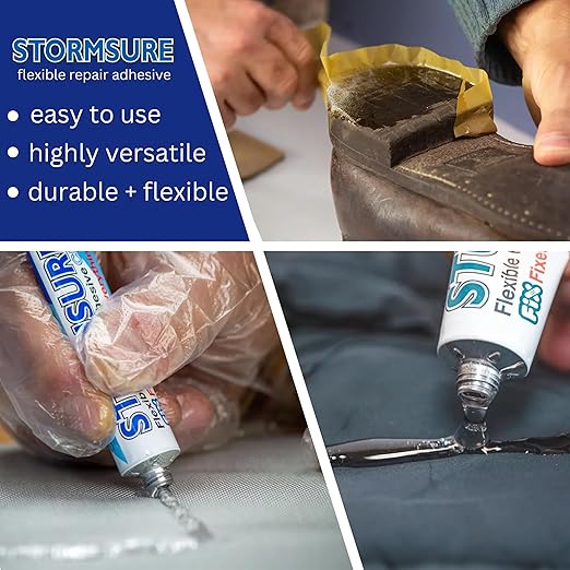 Camping, Tent, Outdoor Repairs Kit - Tent Tape 2m + Tent Adhesive 3 x 5g Clear - Essential for Outdoor Gear Repair: Seals Seams, Fixes Tears, Extends Lifespan