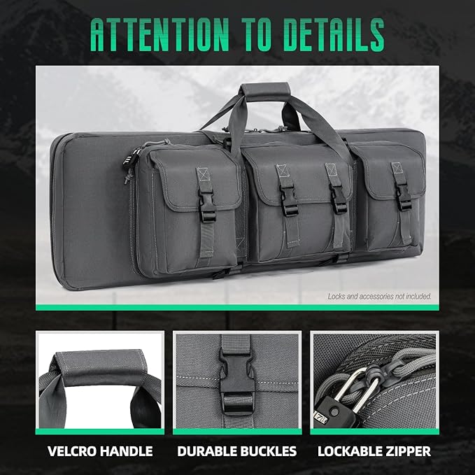 DULCE DOM 32/36/42/48/52 inch Double Rifle Case Soft Gun Bag for Rifles Pistols Storage & Transportation, All Around Shooting Range Tactical Backpack for Hunters Shooters, Gift for Boyfriend, Husband