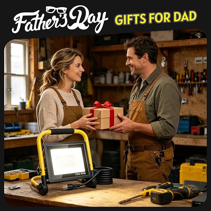 10000LM LED Work Light: Portable Work Light with 5FT Cord, IP66 Waterproof Flood Light for Garage Workshop Job Site Construction Indoor Outdoor Lighting, Tool Fathers Day Dad Gifts for Men Him Husband