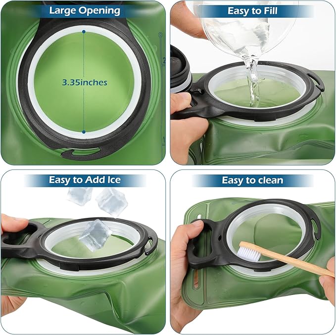 FRTKK 2L/3L Hydration Bladder, Leak Proof Water Bladder for Hydration Pack, BPA Free Wide Opening Ergonomic Shape Water Reservoir for Running Hiking Cycling Camping