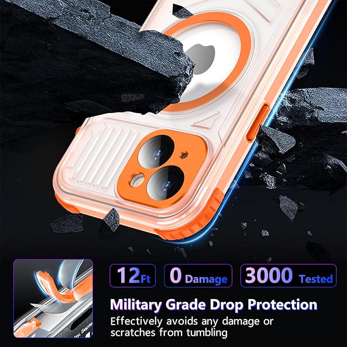 2025 New Magnetic Case for iPhone 15 Case Waterproof, Built-in Screen Protector & Camera Protector [Compatible with MagSafe] [IP68 Waterproof] [Dustproof] Full Body Shockproof Phone Case 6.1"