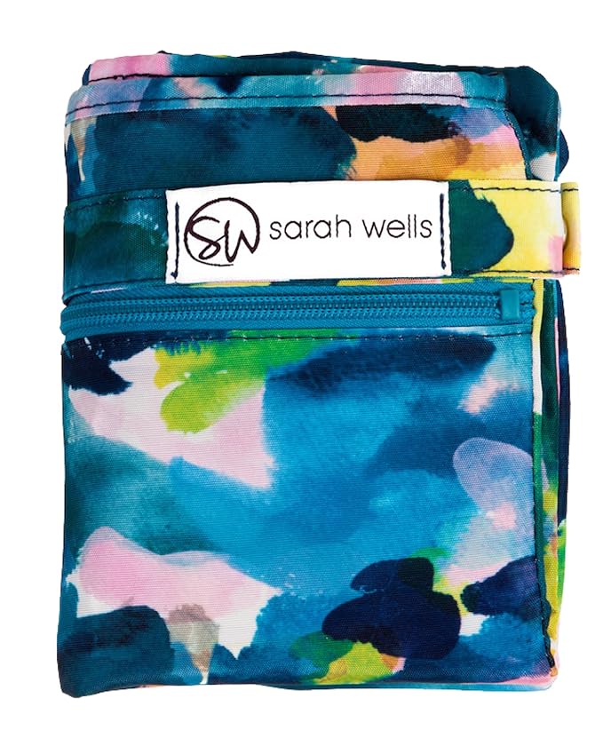 Sarah Wells Pumparoo Wet Dry Bag for Breast Pump Parts – Compact Organizer with Waterproof Pocket, Staging Mat & Fridge Hack – Machine Washable Pumping Accessory (Aquarelle)